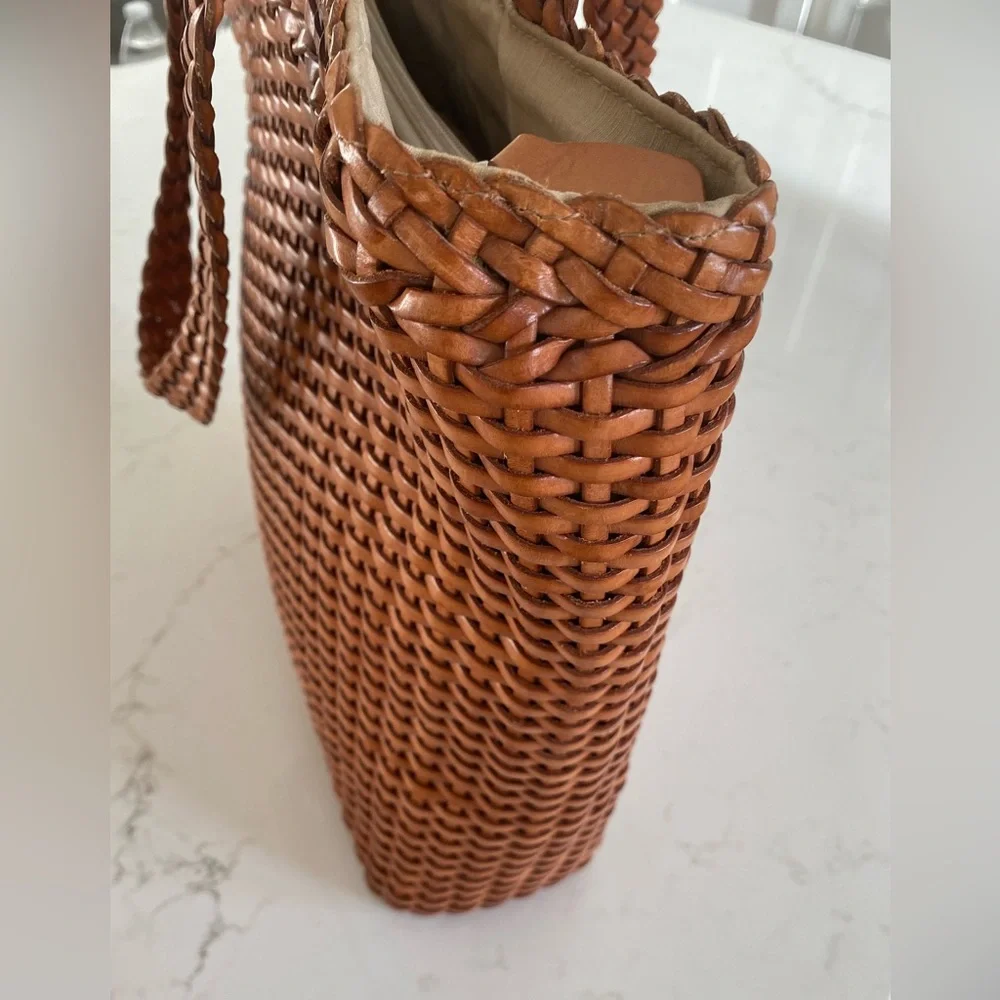 Falor le Borse Leather Woven Tote Bag Purse - Picture 9 of 16